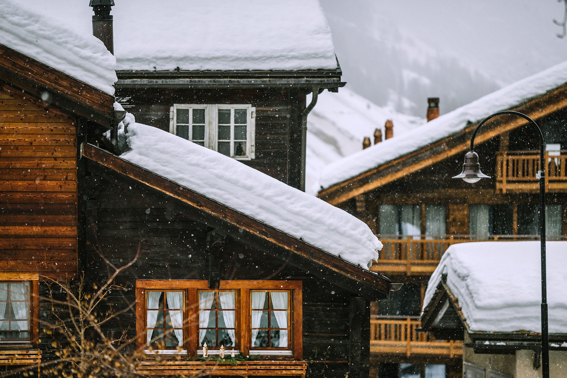 Snow-covered chalets in Megeve